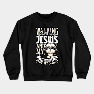 Jesus and dog - Havanese Crewneck Sweatshirt